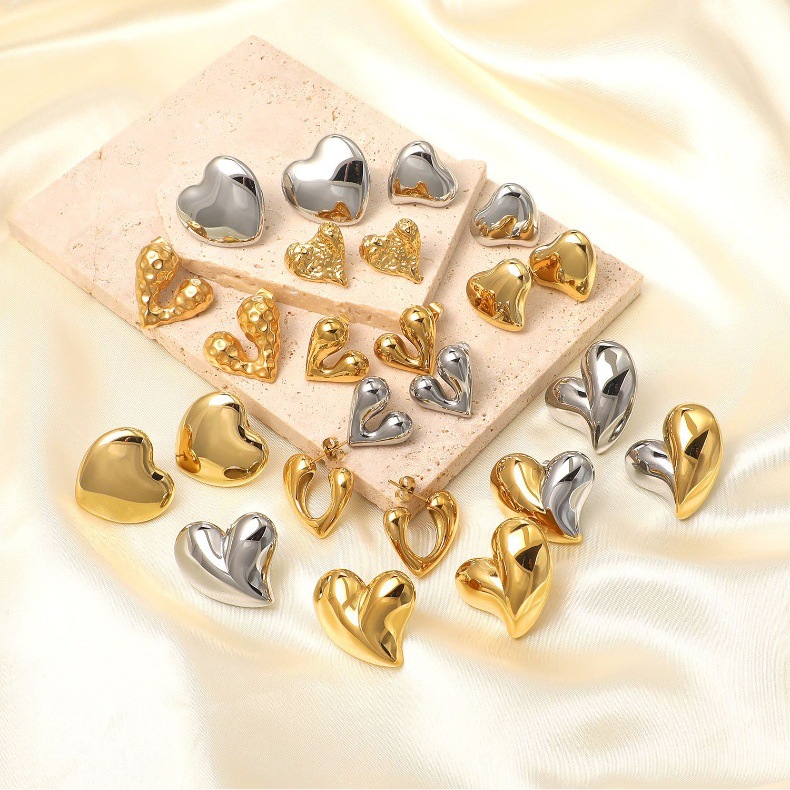 25g Weight PVD Coated Gold Plating Process 304 Stainless Steel Ear Needle Material Real Gold Plated Plating Material Ear Studs Classification Butterfly Backs Ear Cap Type 1 Pair Quantity Holiday, Daily Occasion 304 Stainless Steel Material Heart Shape Pattern All Seasons Season Women's Gender Plating Design Elegant, Cute Style 1 Pair Elegant Cute Heart Shape Plating 304 Stainless Steel 18K Gold Plated Butterfly Backs Ear Studs 17