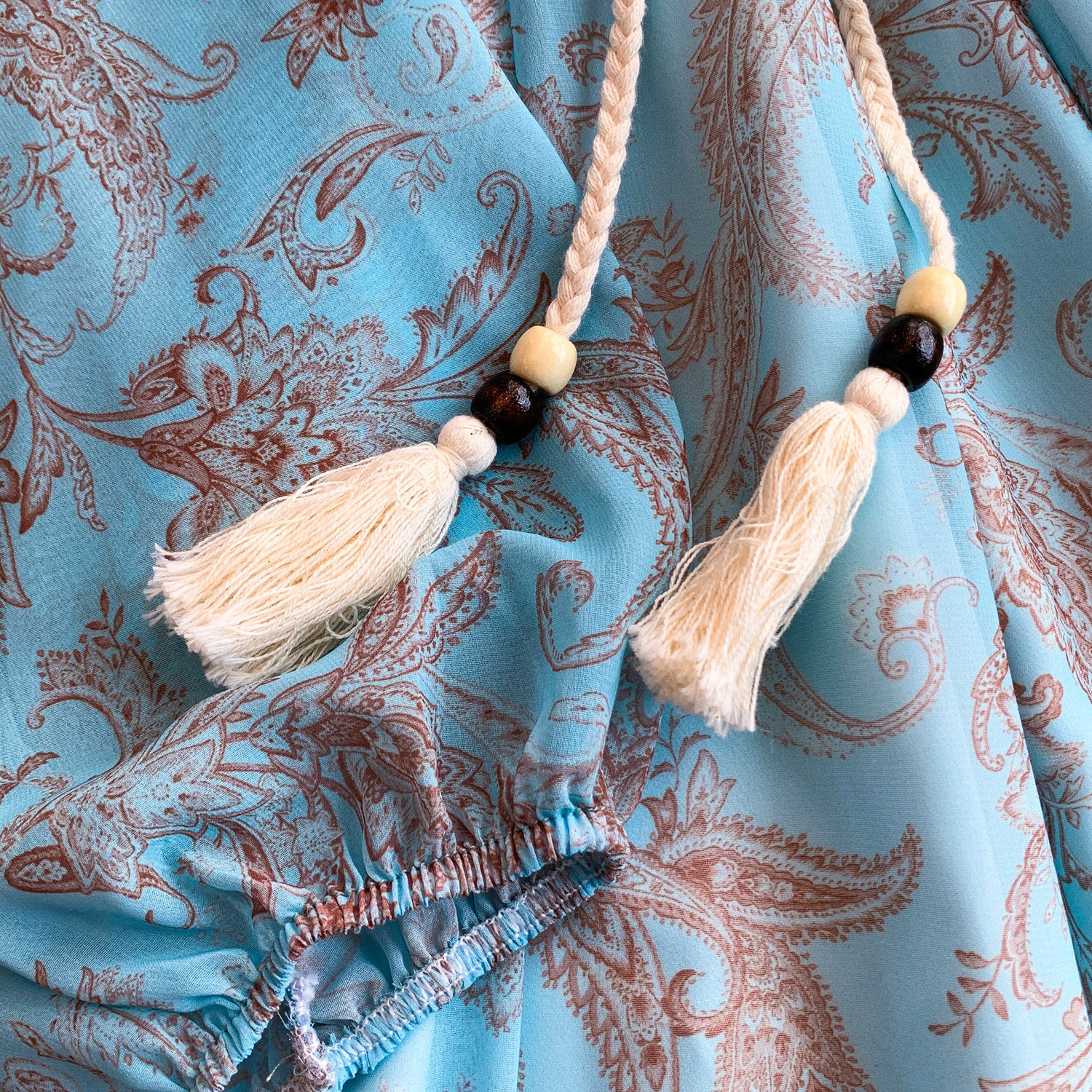 Elegant French Style Long Sleeve Dress Ruffled Collar Rope Waist Cinching Chiffon Printed Maxi Summer Retro Dress_ecoleips.com