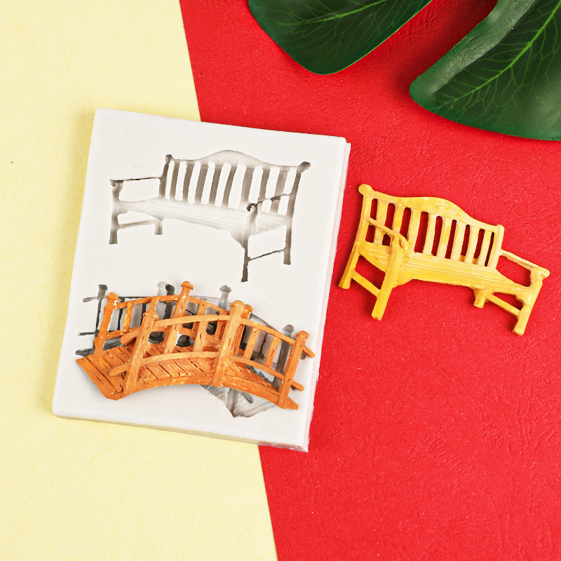 Estilo europeo retro arco puente Parque asiento molde de silicona DIY epoxi chocolate molde fondant cake Edge Decoración