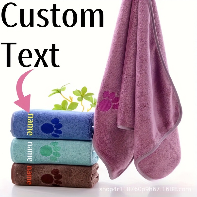 Etsy cross-border custom logo embroidered name pet cat and dog bath quick-dry towel absorbent towel custom-made Etsy cross-border custom logo embroidered name pet cat and dog bath quick-dry towel absorbent towel custom-made