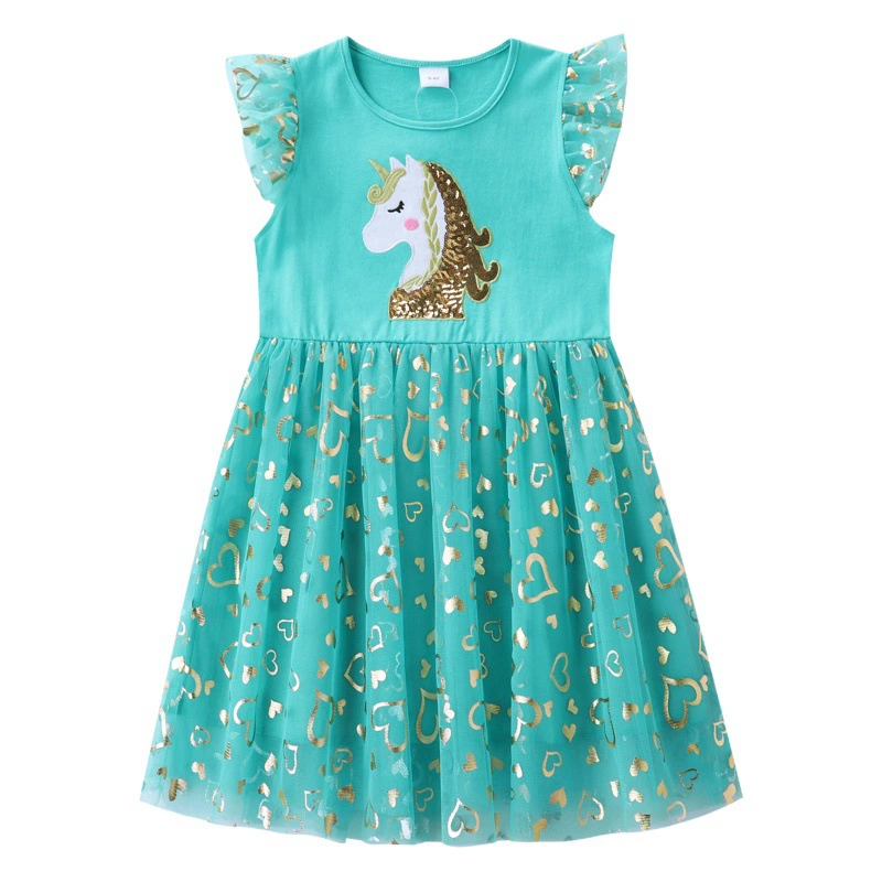 Платье единорога для девочек Детское весенне-летнее новое вечернее платье без рукавов с вышивкой SH1696