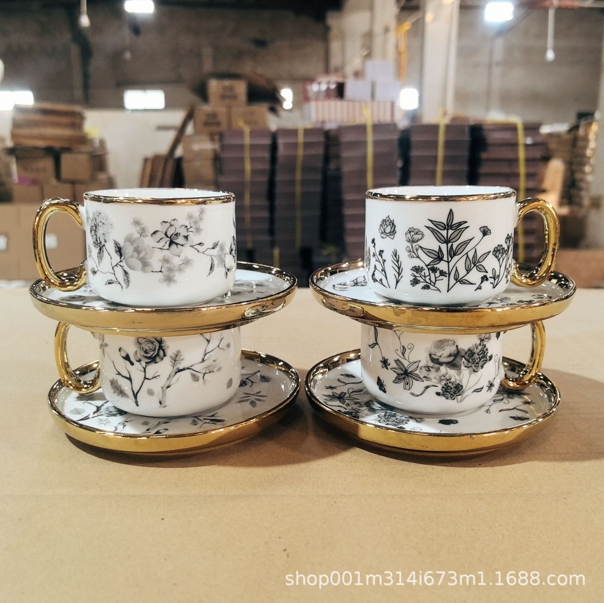 Creativo 6 tazas 6 platos de cerámica galvanizada tazas de café pequeñas tazas de plato tazas de plato set tamaño de té de la tarde regalos set de té