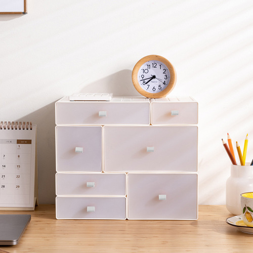 DIY Pure White Plastic Desk Organizer Storage Box for Student Dormitory Office Organization and Storage, Solid Color Small Drawer Box Wholesale