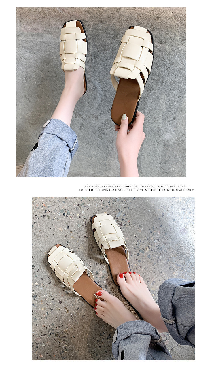 Women Slippers Sandals Indoor Travel Leather Synthetic Non-Slip Slides_voghion.com