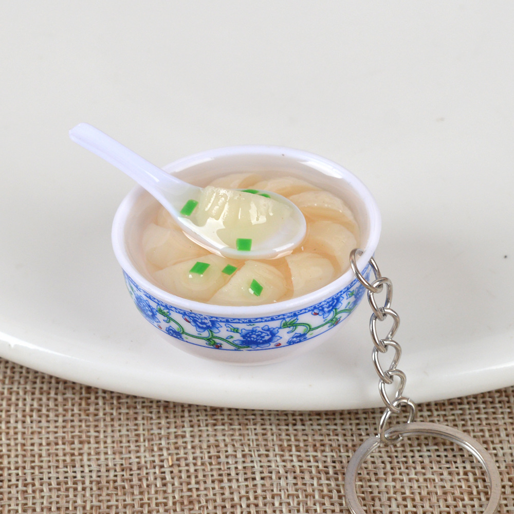 Mini cocina para niños comida y juego simulación pequeño tazón fideos llavero divertido simulación comida juguete regalo del estudiante