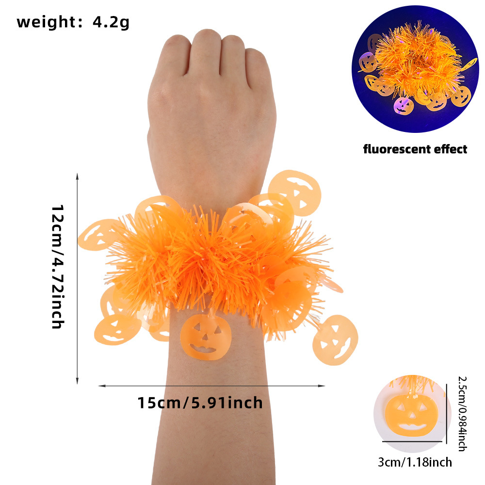 Transfronterizos Halloween fluorescente banda de muñeca fantasma fiesta de luz nocturna decoración calabaza fantasma calavera brazalete flores
