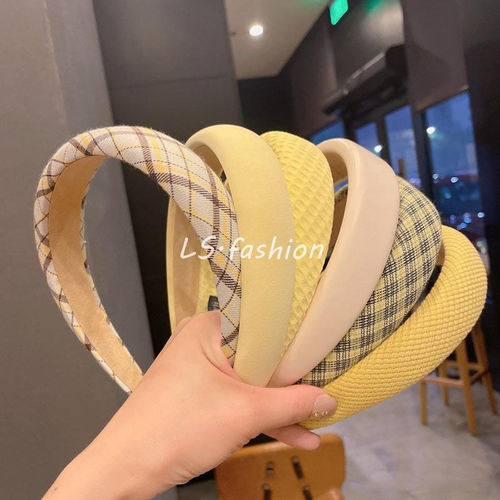 Goose yellow sweet solid color headband Korean high-end high-cranial pressure hairpin summer new headband