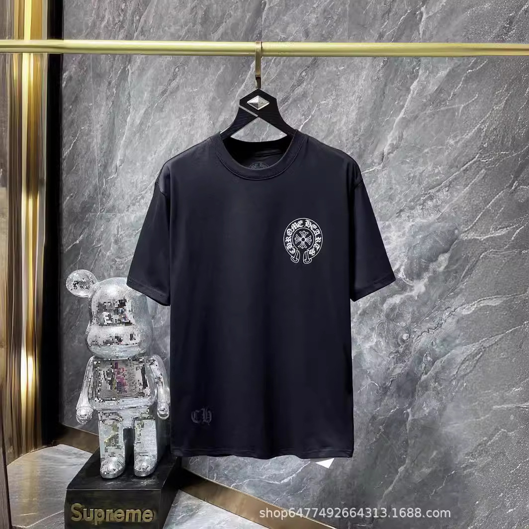 24ss高品质 Chrome Hearts 经典大马蹄十字花梵文夜光版短袖T恤