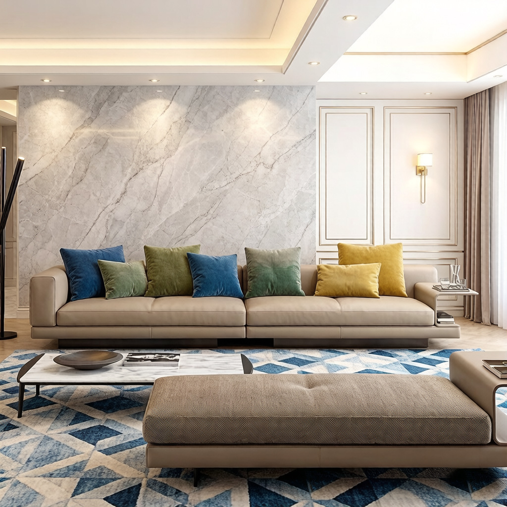 Italian Minimalist Connery Leather Sofa, Light Luxury, Suitable for Both Small and Large Spaces, Straight Three-Seater, Top Layer Cowhide, Living Room Furniture