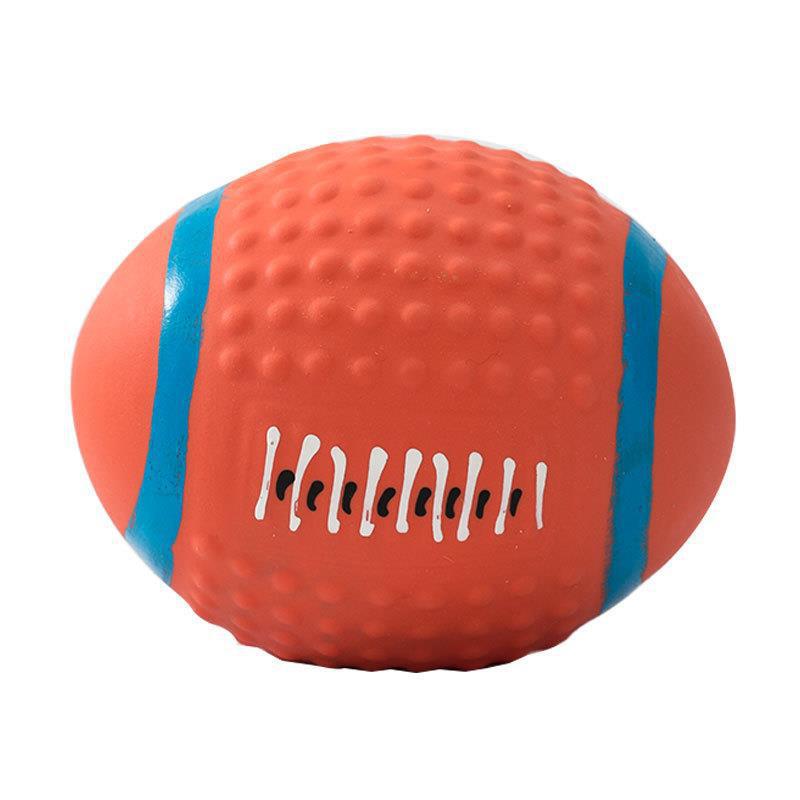 Juguete de sonido de látex para mascotas alivio resistente a los mordiscos molares congestibles Rugby Fútbol perro pequeño Peluche perro de entrenamiento suministros