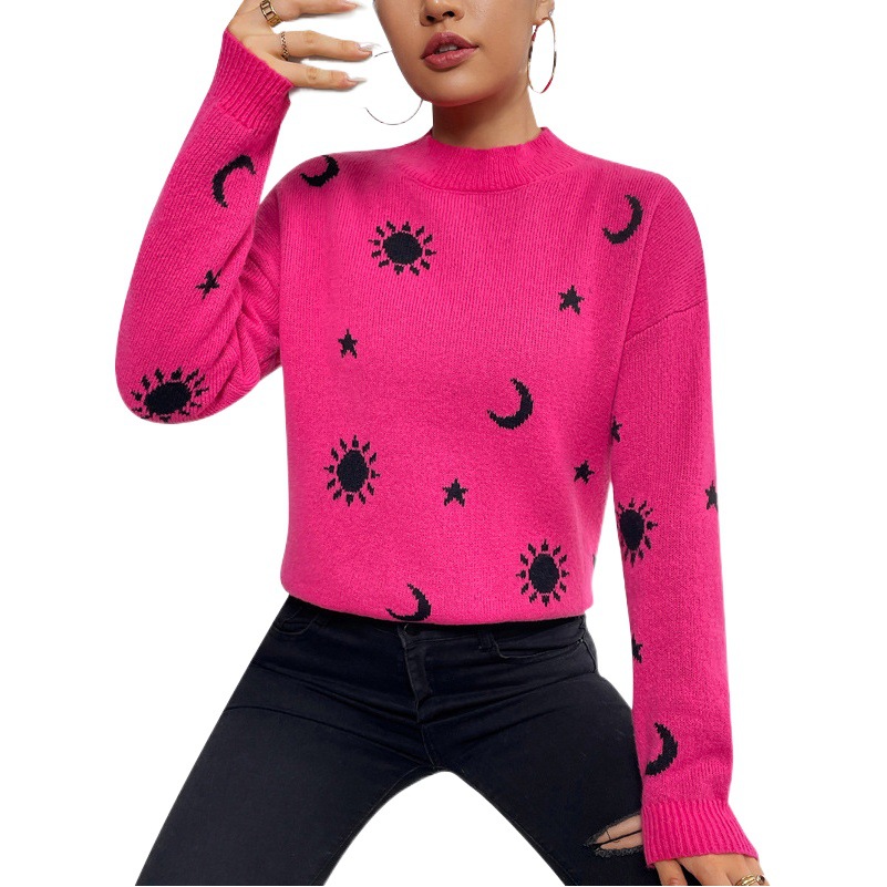 Transfronteriza Amazon jacquard cuello redondo suéter de punto para las mujeres 2023 otoño e invierno nuevo cráneo Halloween suéter image 1