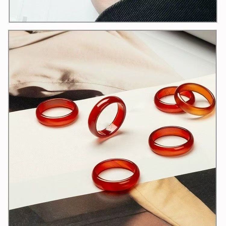冰种白玉髓玛瑙细戒指 男女款玛瑙玉石对戒情侣戒指指环尾戒批发|undefined