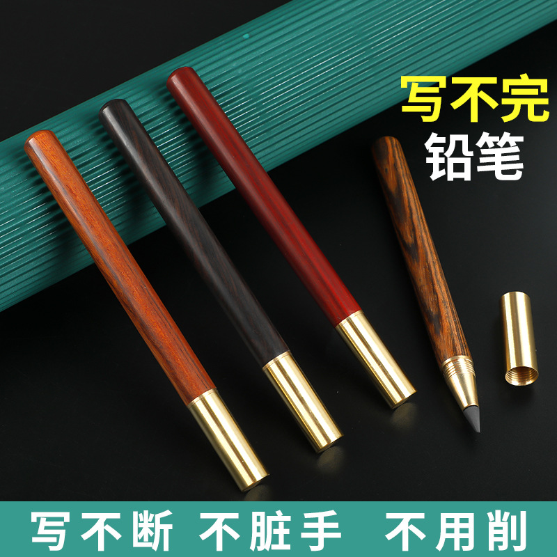 Lápiz eterno de madera que escribe el estudiante que afila borrable-La pintura sin lápiz no es fácil de romper y no puede terminar de escribir el logotipo imprimible del lápiz