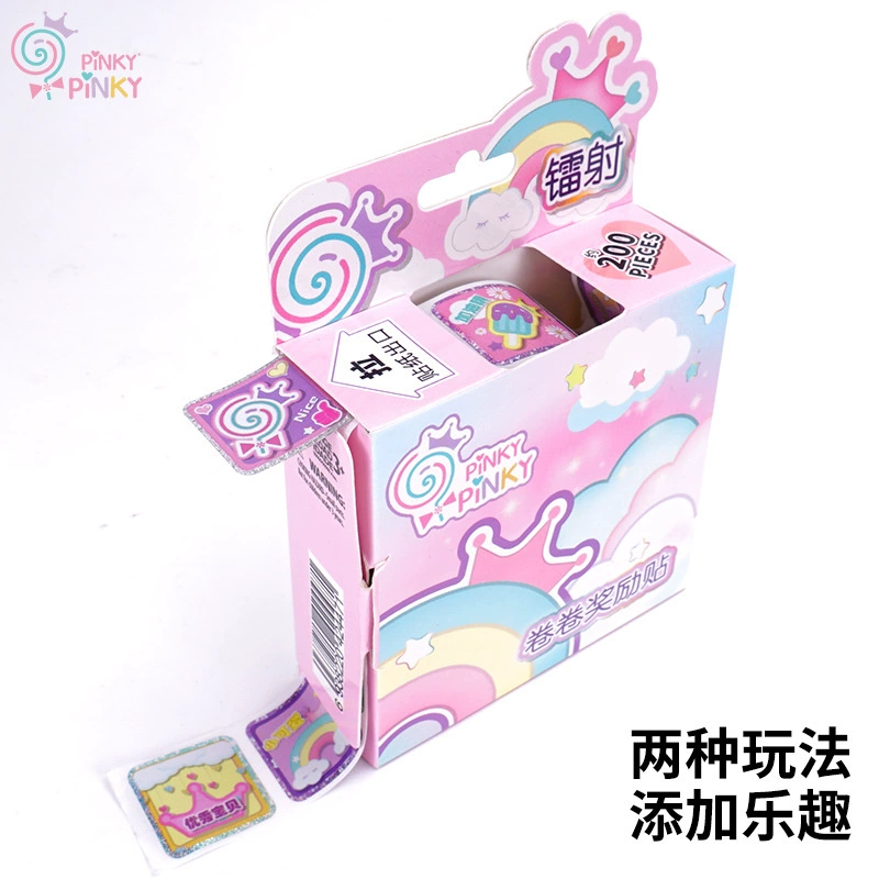 Гиппо Pinkypinky подлинные рулонные наклейки для рисования лазерной награды наклейки за коробку примерно 200 штук около 200 наклеек