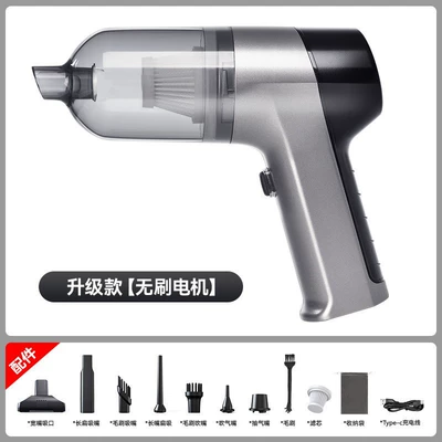 New car vacuum cleaner Tozsoranlar - upgraded-spray-painted-brushless-silver-gray-set-floor-brush-filter-element-velvet-bag