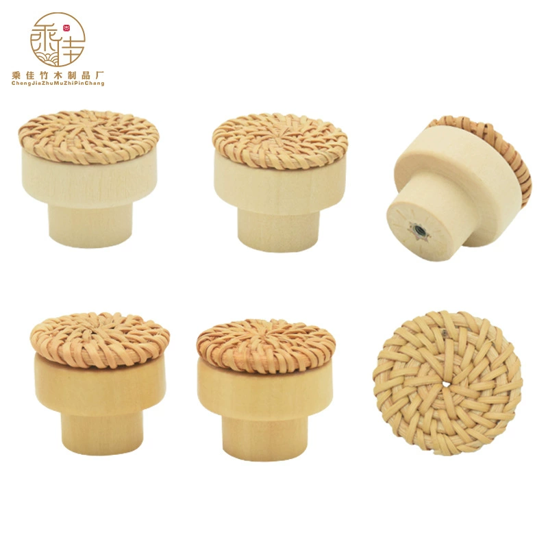 Оптовая Продажа с фабрики ротанга сплетенный Круглый Торт деревянная ручка двери шкафа ящик деревянная ручка одно отверстие бревно цветная ручка