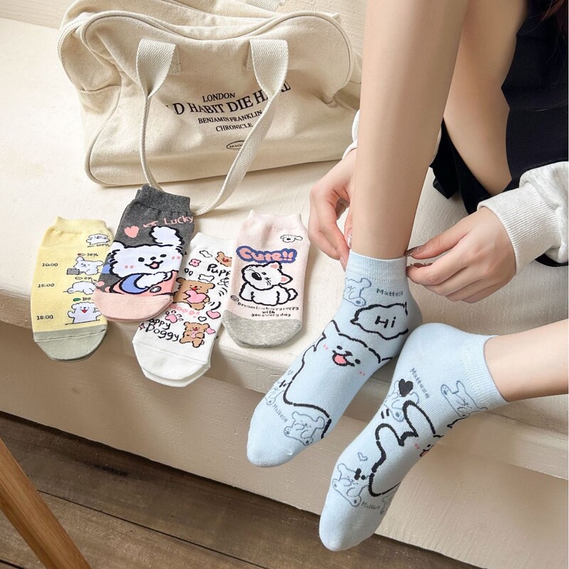 Women's Socks 2025 New Japanese Cartoon Anime Short Socks Women's Boat Socks Line Cute Puppy College Style Cotton Socks Women's Socks 2025 New Japanese Cartoon Anime Short Socks Women's Boat Socks Line Cute Puppy College Style Cotton Socks