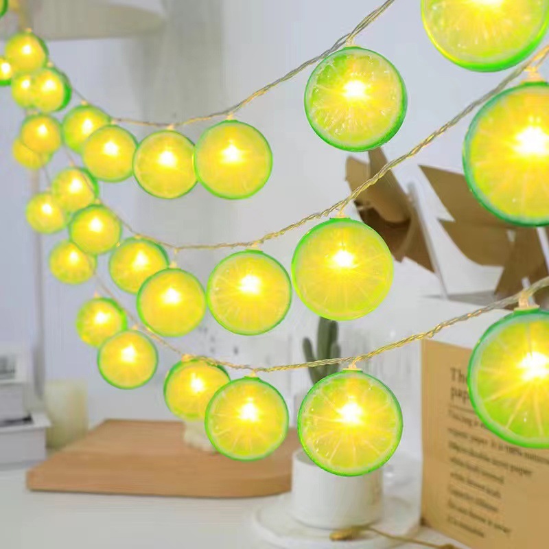 Cross-border manufacturer wholesale LED lemon string lights holiday decoration lights summer beach camping party fruit decoration lights 2