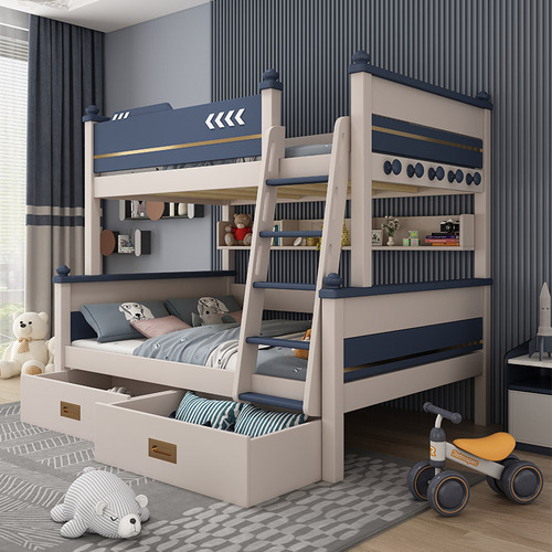 Light luxury high and low bed for small apartment children's bed and bunk wooden bed for boys and girls bunk bed simple bunk bed