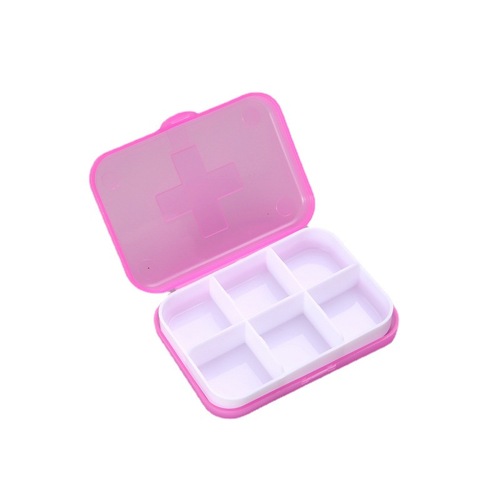 Six-Grid Creative Pill Box, Portable & Airtight On-the-Go Pill Organizer with Multi-Color Cross Design – Manufacturer