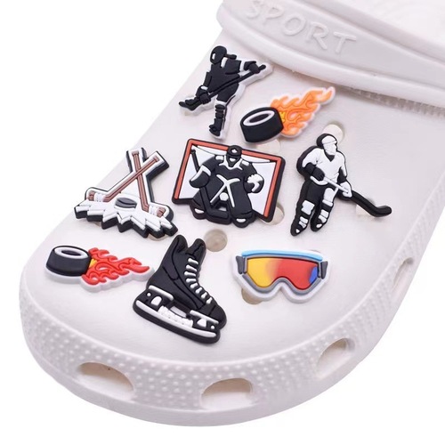 Ice Hockey Series Soybean Shoe Buckle Decorative Slides DIY Accessories PVC Shoe Flower Buckle
