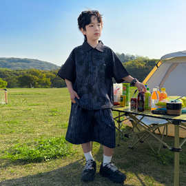 男童夏装衬衫套装2026新款儿童短袖两件套薄款男孩凉感夏季衣服潮