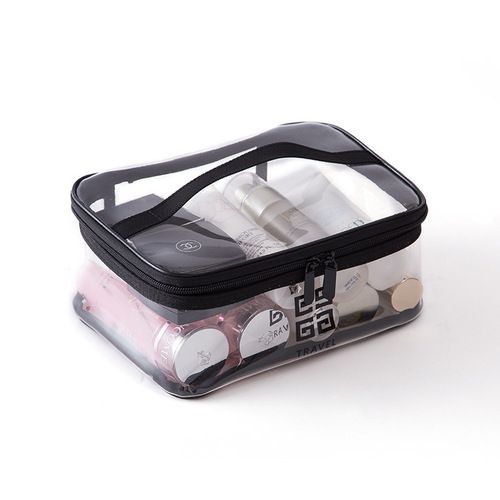 European-style printed transparent makeup bag with handle, portable half-round, triangle, and square toiletry bag set of 3 TPU storage bags