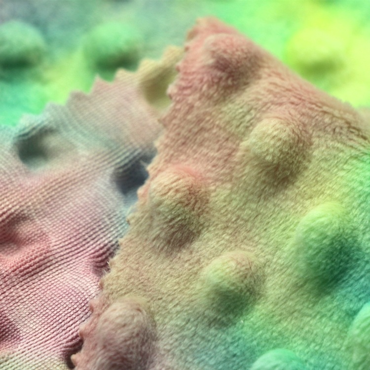 轧泡水晶超柔短毛绒布针织经编全涤扎染压泡KS超柔短毛绒布料面料