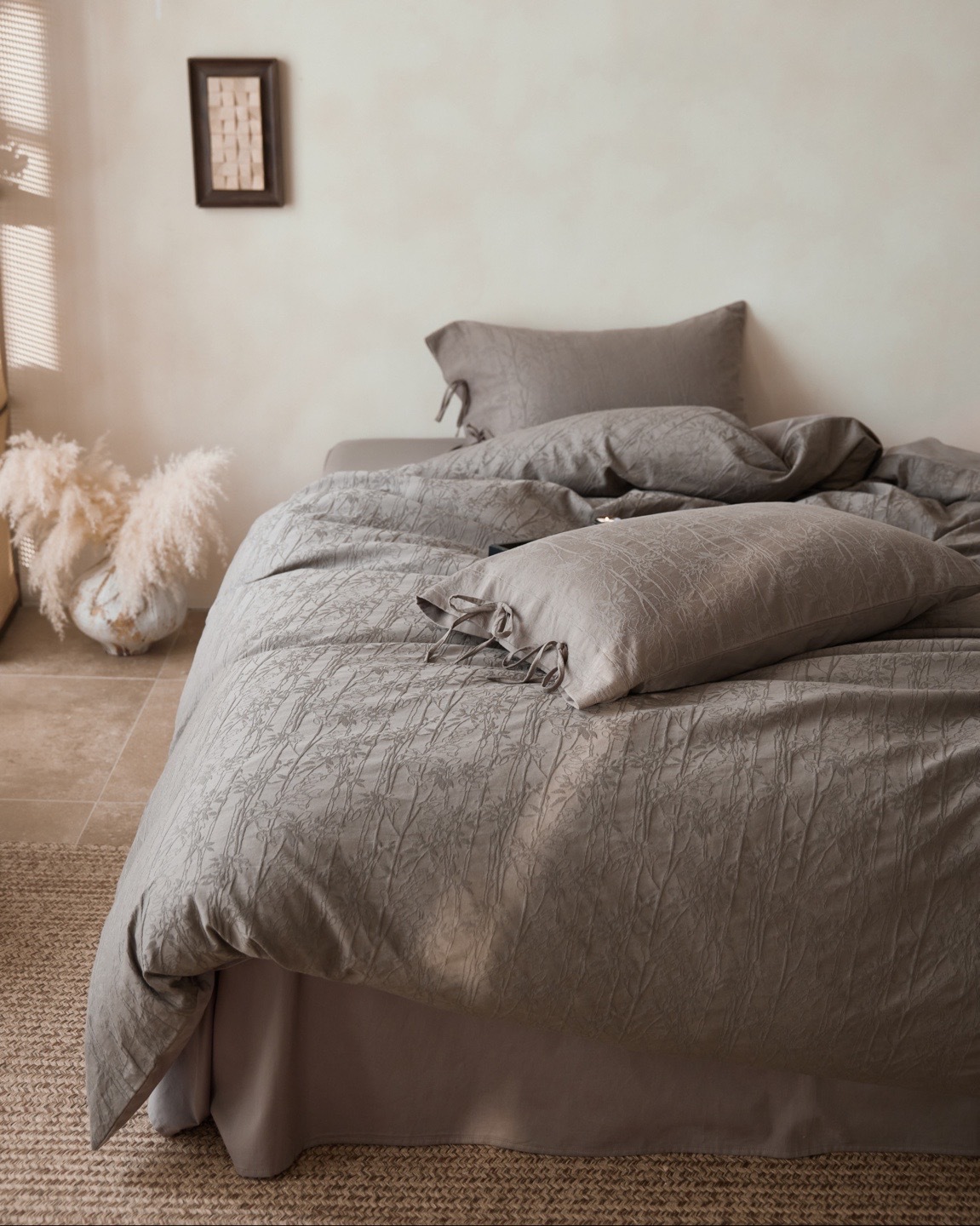 Parure de lit en coton jacquard style scandinave housse couette_voghion.com