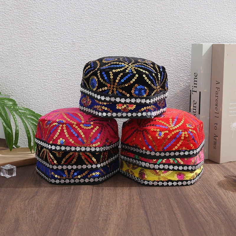 Синьцзян-Уйгурская цветочная шляпа Шестиугольная шляпа на сцене