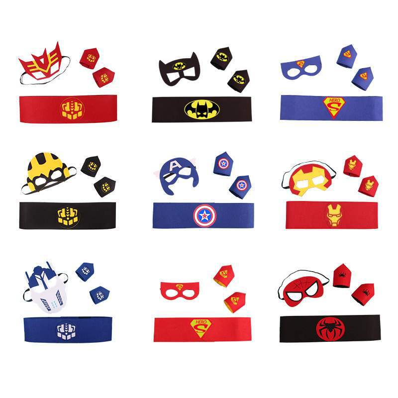 儿童演出毛毡动漫眼罩面具护腕腰带套装美国战士蝙蝠侠毛毡面具