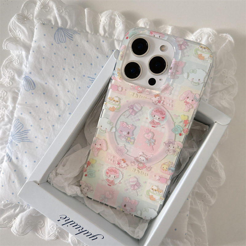 チェック柄のビアノ ラムメロディー磁気吸引 iPhone16 Apple 15ProMax/14/13 携帯電話ケースに適しています|undefined