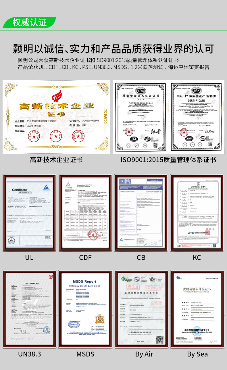 顥明能源產品資質認證