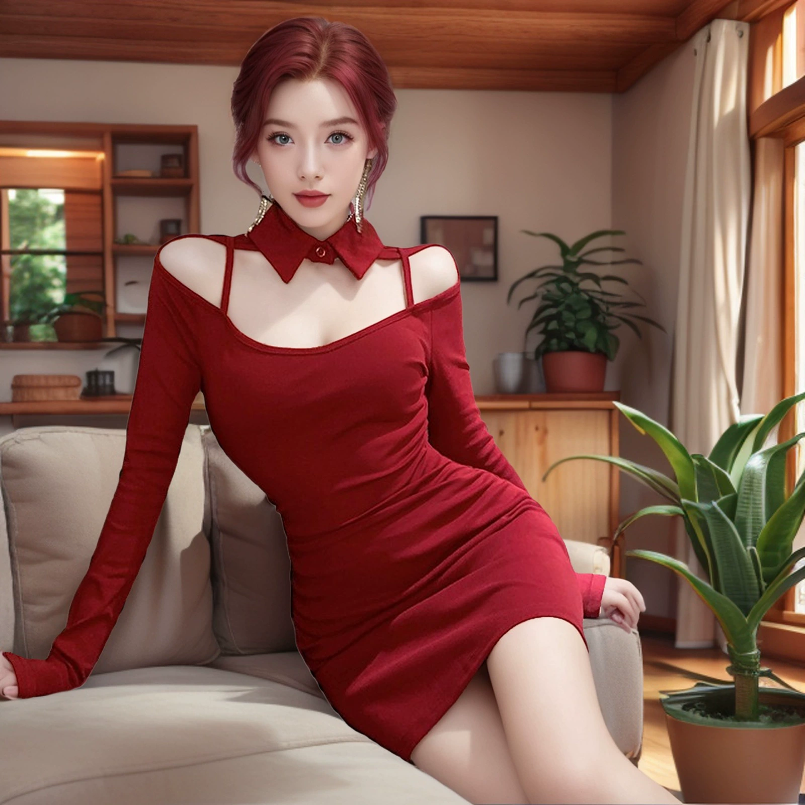 Трансграничные 2024 новые горячие девушки чистые плечи красное облегающее платье рождественское платье бедра юбка внешняя торговля