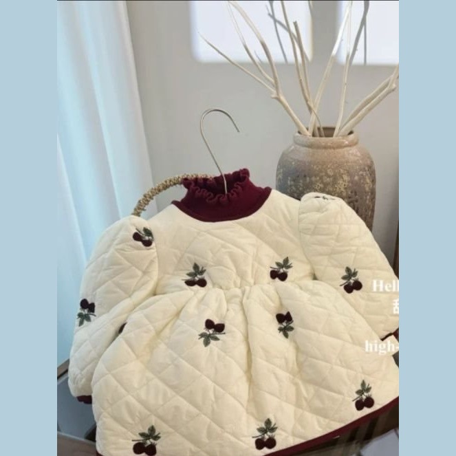女童韩版保暖外套冬季婴幼儿新款洋气宝宝棉衣加绒棉服连衣裙裙子