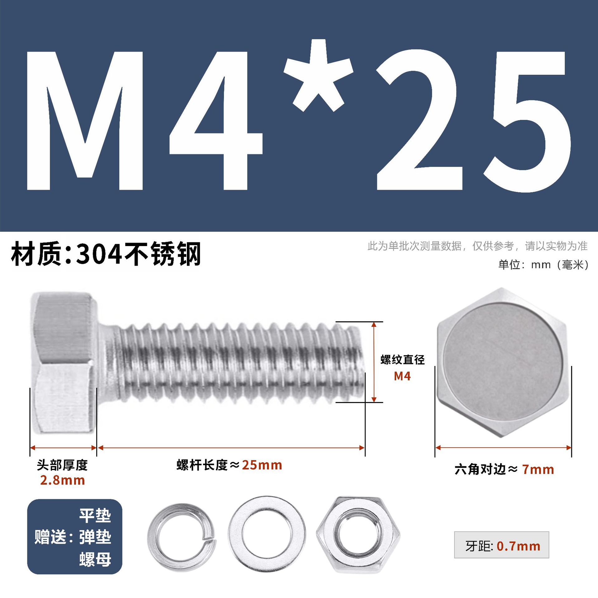 304 acero inoxidable tuerca perno hexagonal conjunto de accesorios de almohadilla de resorte M3M4M5M6M12 image 31