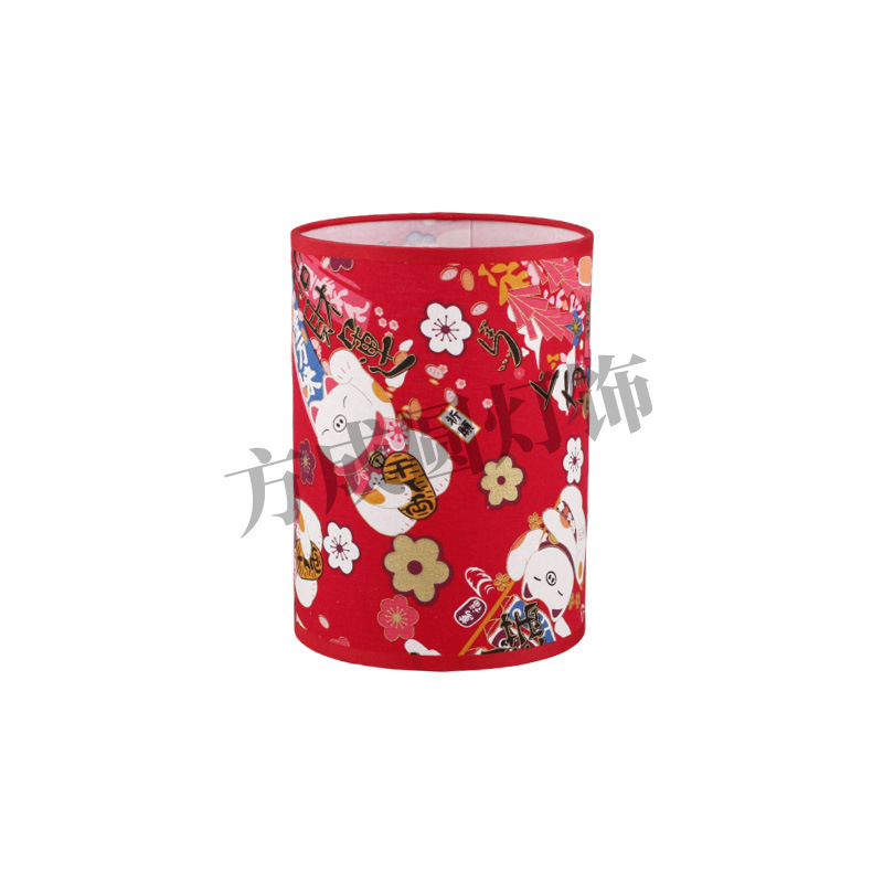 Nuevo producto Pantalla de lámpara de tela Patrón de impresión rojo chino Lámpara de escritorio de dormitorio Lámpara de pared Lámpara de pie Pantalla redonda