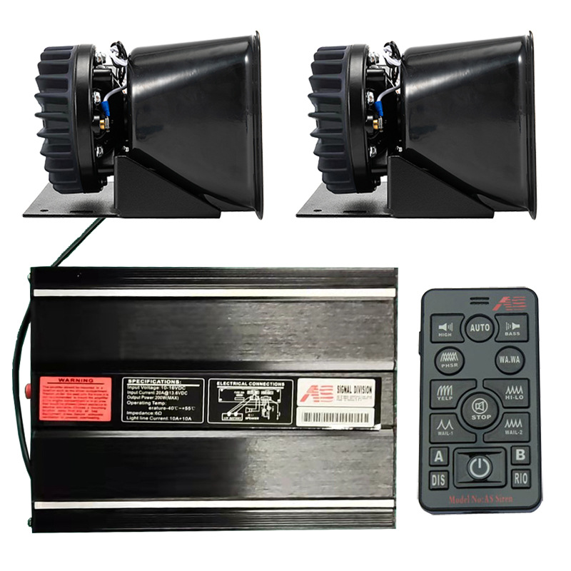 Wireless siren speaker 400W car loudspeaker alarm high-pitched speaker AS7200D-2 + square speaker with heat dissipation