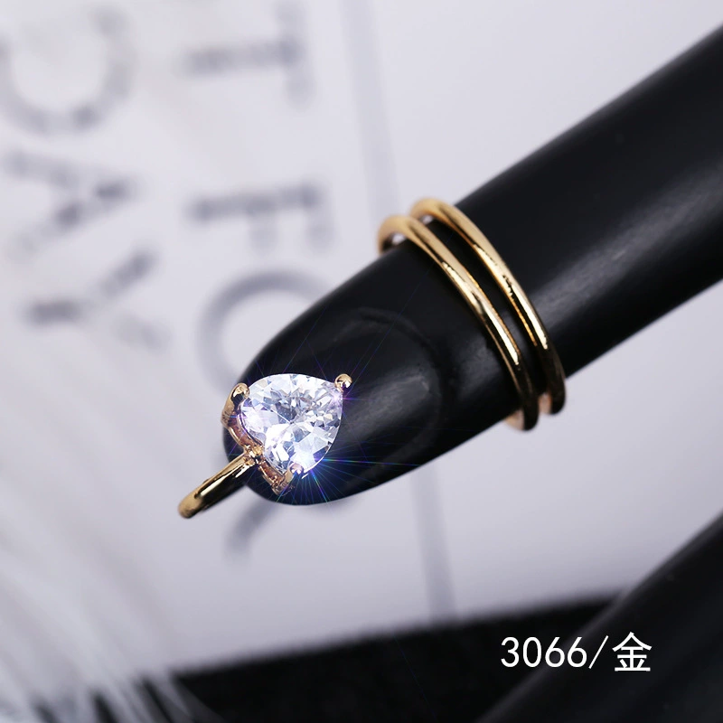 Nail Tip Ring (Kaymen) Adjustable Copper with Micro Zircon Accents, Gold or Platinum Finish