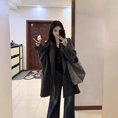慵懒风宽松休闲针织开衫女秋季加厚保暖气质百搭中长款毛衣外套