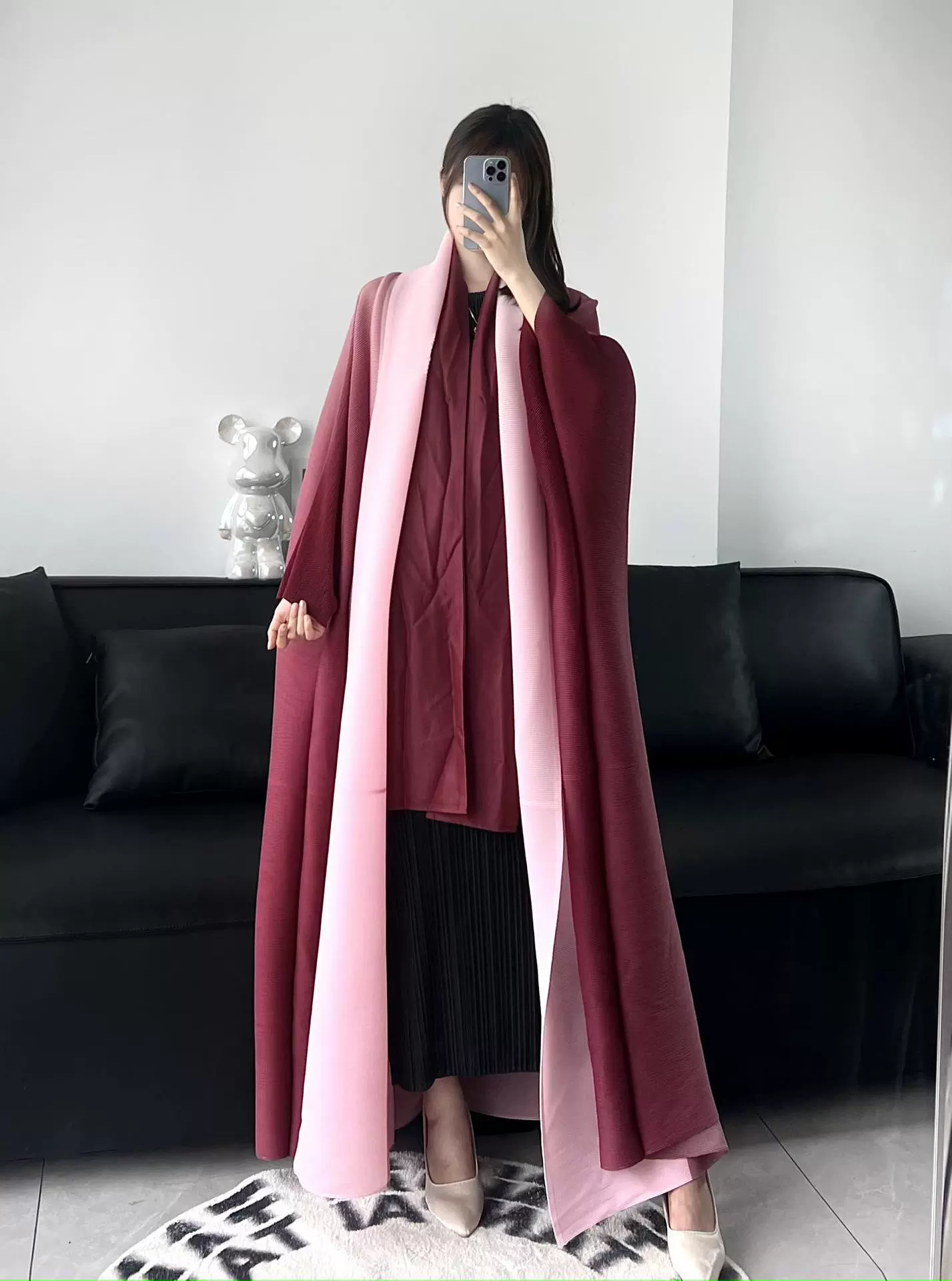 Абая (Дубай) Miyake пальцевая кардиган-куртка — женская длинная складчатая абая, размеры до 152 см