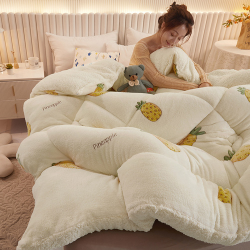 Snowflake velvet lamb velvet warm printed winter quilt core home dormitory milk velvet single and double spring and autumn quilt