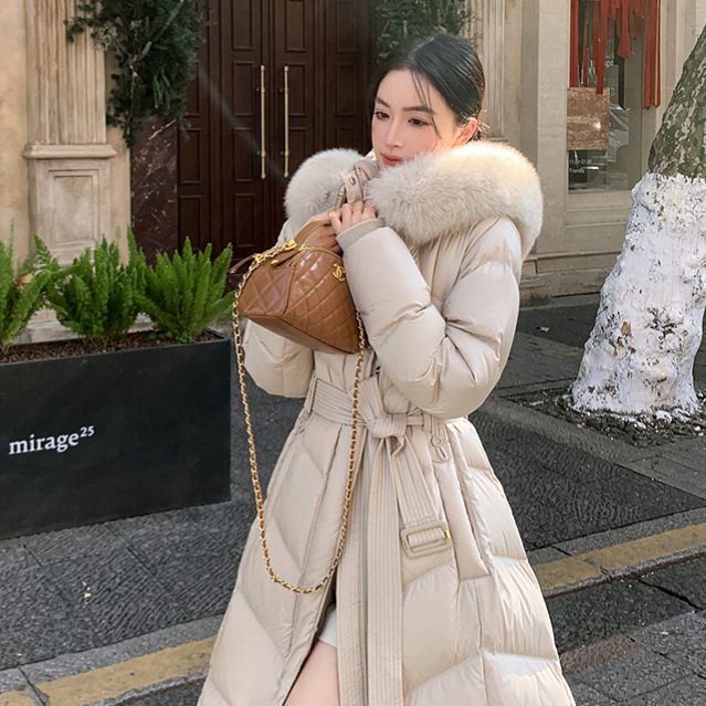 2025 New Winter down Jacket for Women, High-End Fox Fur Collar, Long Over-The-Knee Waist Slimming Look Warm Jacket 2025 New Winter down Jacket for Women, High-End Fox Fur Collar, Long Over-The-Knee Waist Slimming Look Warm Jacket