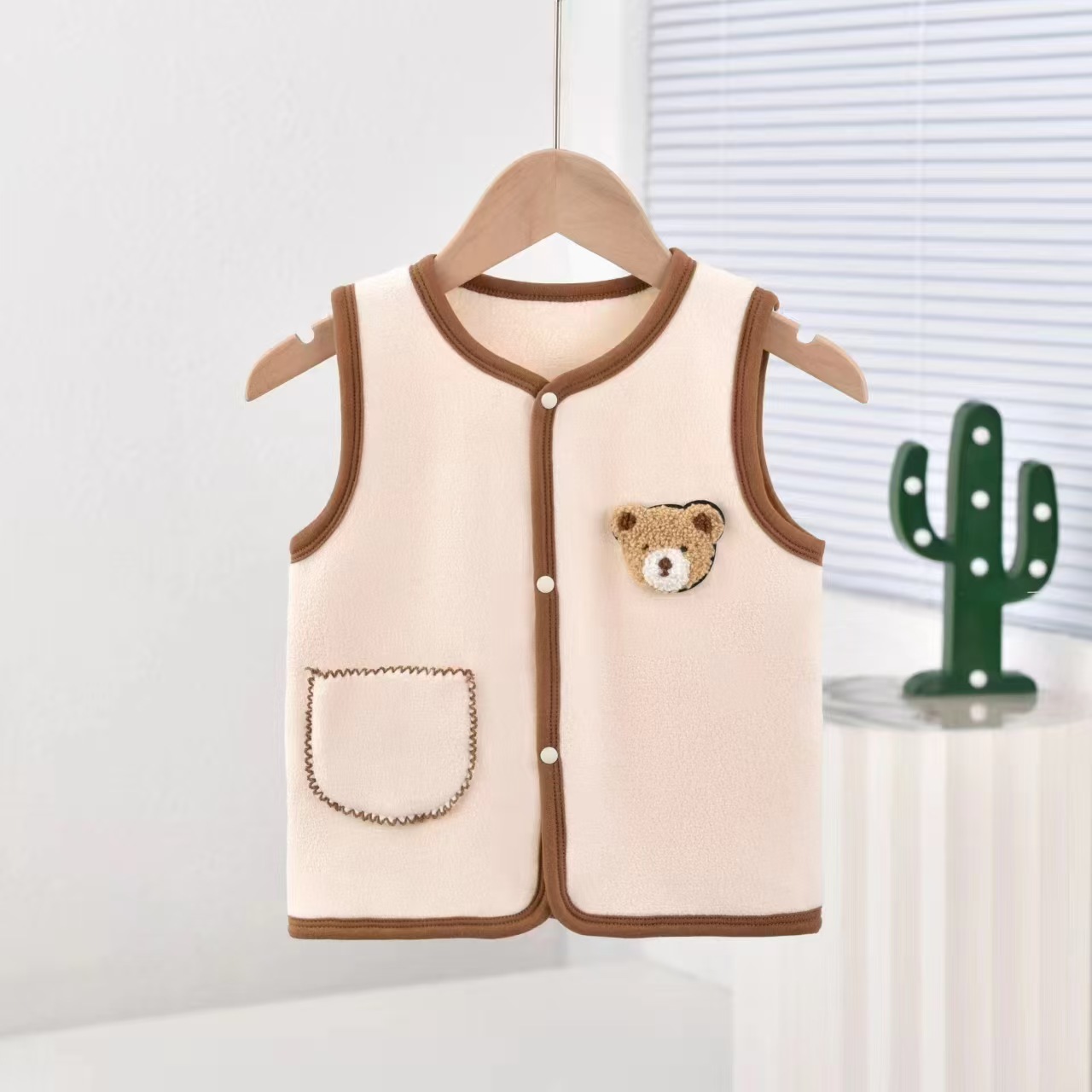 Otoño y invierno nuevo chaleco de terciopelo de gato caliente chaleco de terciopelo para niños y niñas, bebés de doble capa de terciopelo cardigan interior y exterior