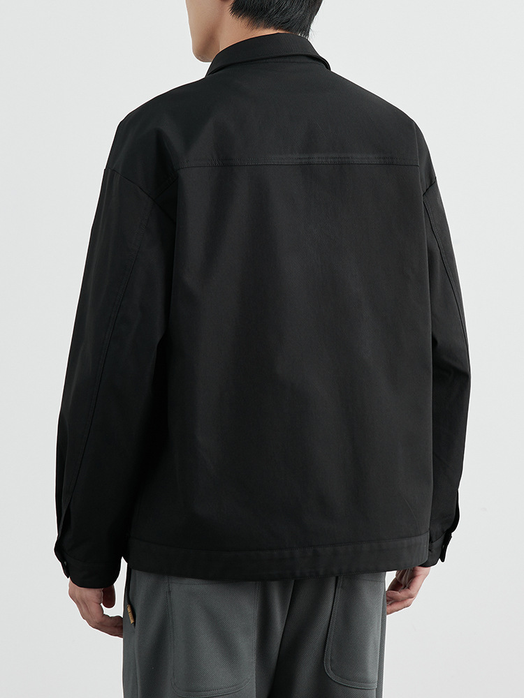 Chaqueta de Solapa Negra para Hombre WOOG2005, Chaqueta Casual de Trabajo con Parches de Moda para Hombre, Primavera 2025