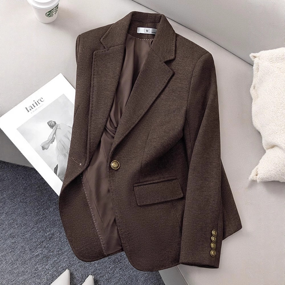 High-End Wool Suit Jacket for Women in Autumn and Winter New Style Small Casual Woolen Top Work Clothing Suit for Work Clothing
