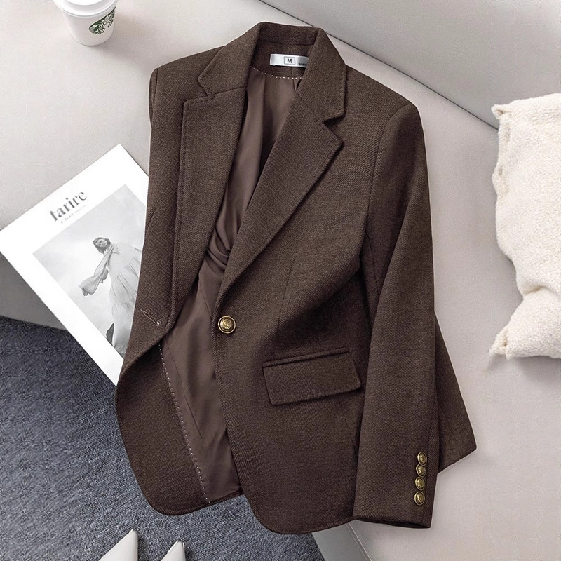 High-End Wool Suit Jacket for Women in Autumn and Winter New Style Small Casual Woolen Top Work Clothing Suit for Work Clothing
