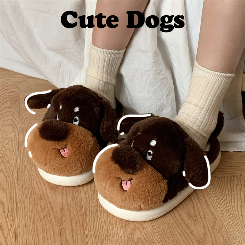犬の冬の新型の毛の靴の男女の快適な柔らかい底のレジャーの趣味の漫画のカップルの家の綿のスリッパ|undefined