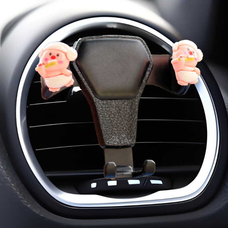 Nuevo soporte de teléfono móvil de oso montado en el automóvil mujer hermosa pantalla horizontal pantalla vertical consola central mujer con soporte de navegación sin