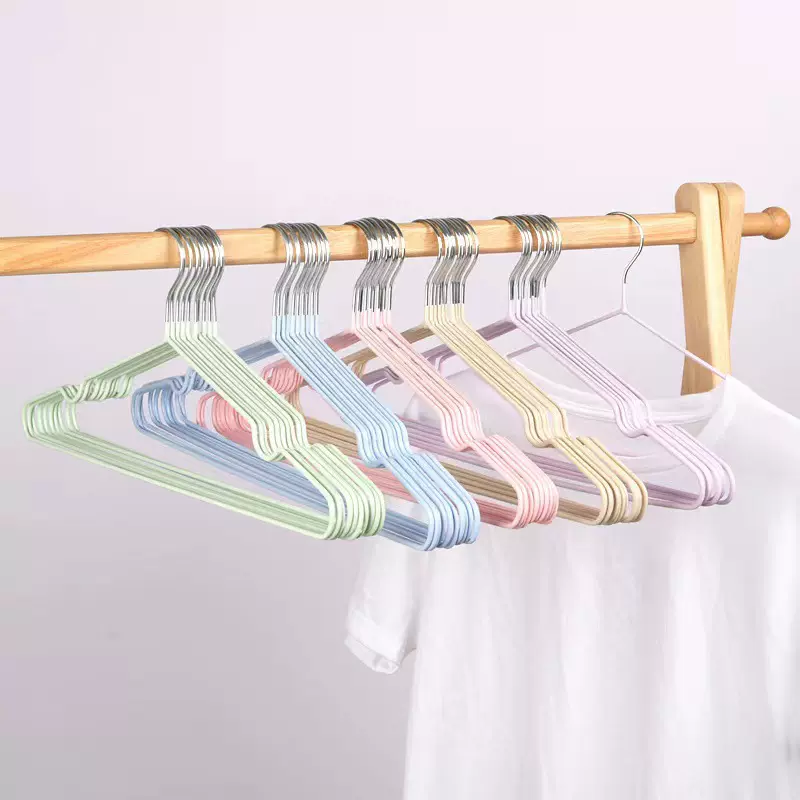 莫兰迪色浸塑防滑衣架成人衣架加固晾衣架干湿两用衣架衣挂批发